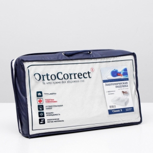 Анатомическая подушка с эффектом памяти Ortocorrect Classic S (49*29см, валики 7/9см) от 3 лет и старше